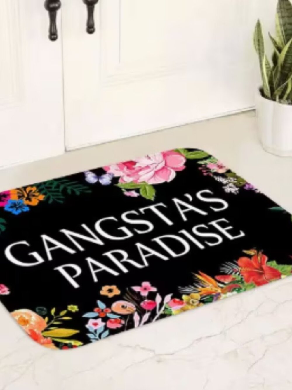 Gangsta's Paradise Floral Bath Mat